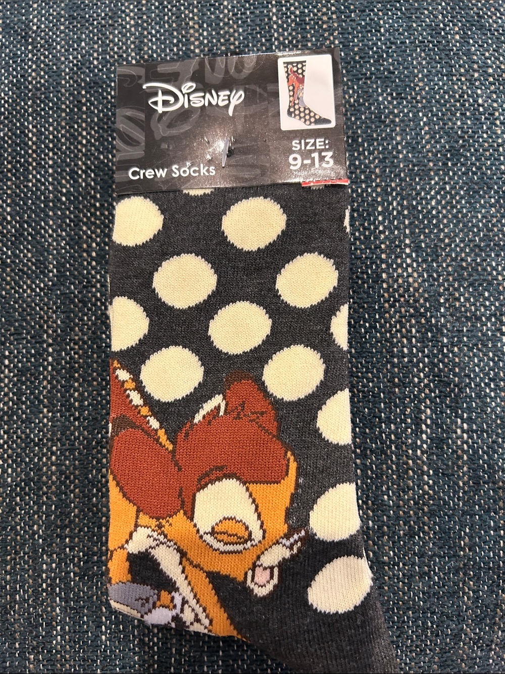 Disney Bambi Black & Cream Polka Dot Crew Socks